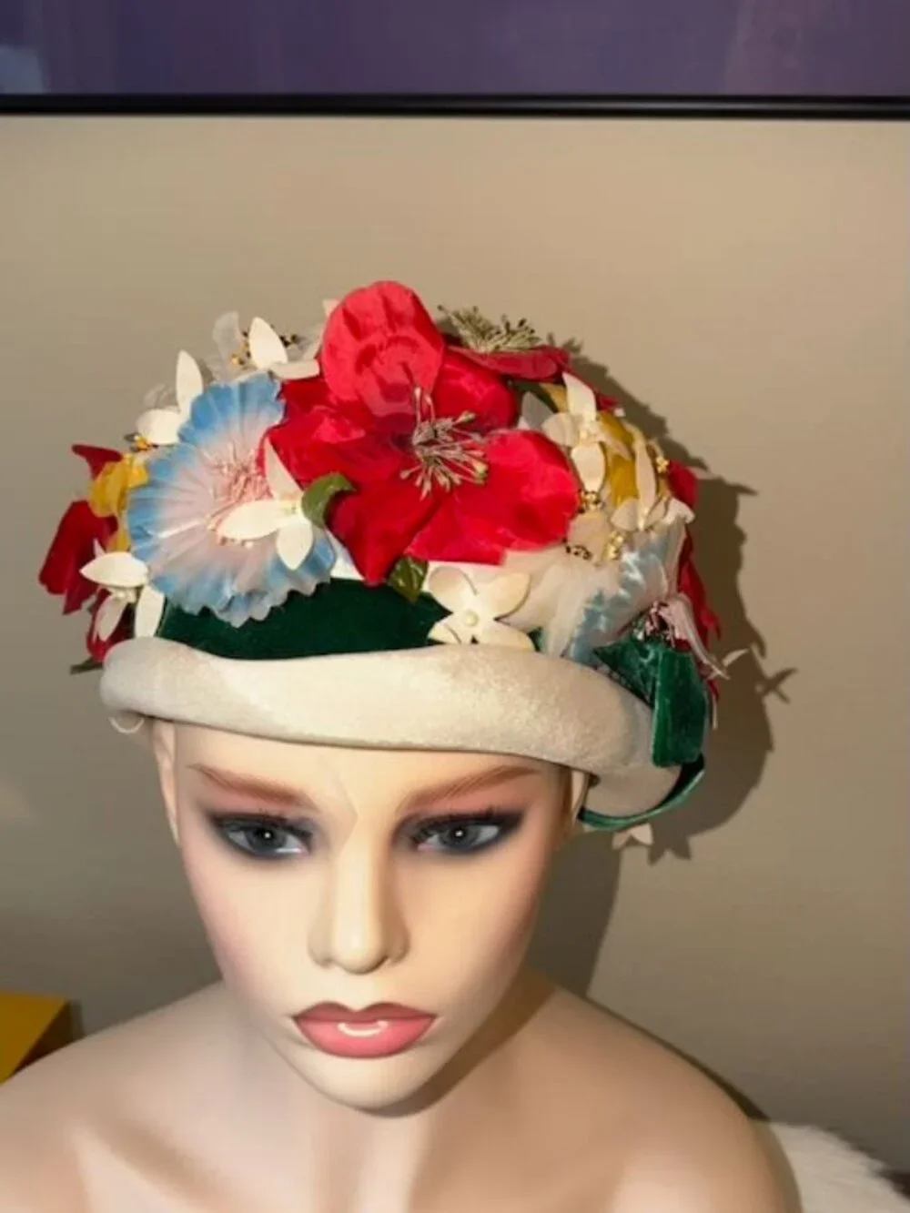 Vintage 1960 Frank Olive Handmade Flowered Hat